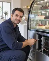 Pasta Dolabı üzerinde çalışan teknisyen